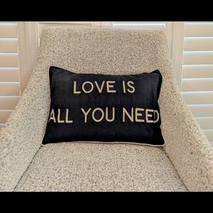 2 Throw Cushions- Love Is All You Need - Black And Cream